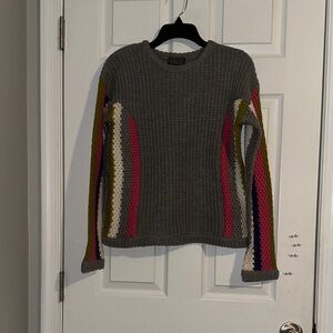 Multicolor Striped Crew Neck Sweater